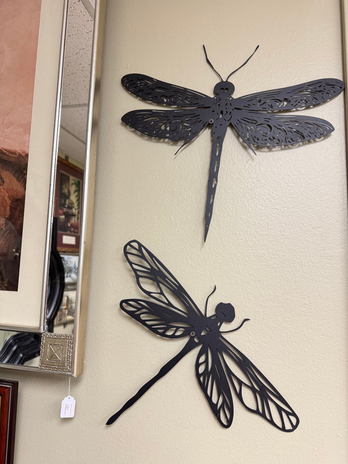 Set of 2 Metal Dragonfly Wall Art Decor Black ,Home Decor Tall 15''16''