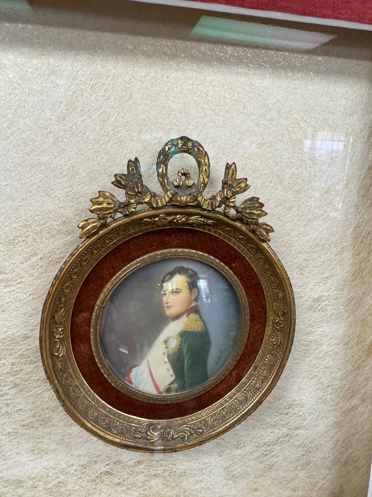 👑 Hand-Painted Porcelain Portraits – Marie Antoinette & Napoleon – Ornate Brass Frames