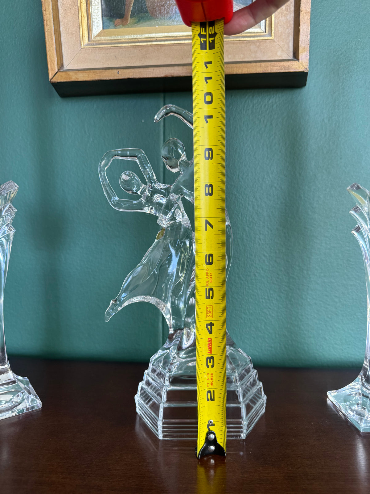 💎 Vintage Crystal Dancing Couple Figurine & Candlestick Holders – Set of 3