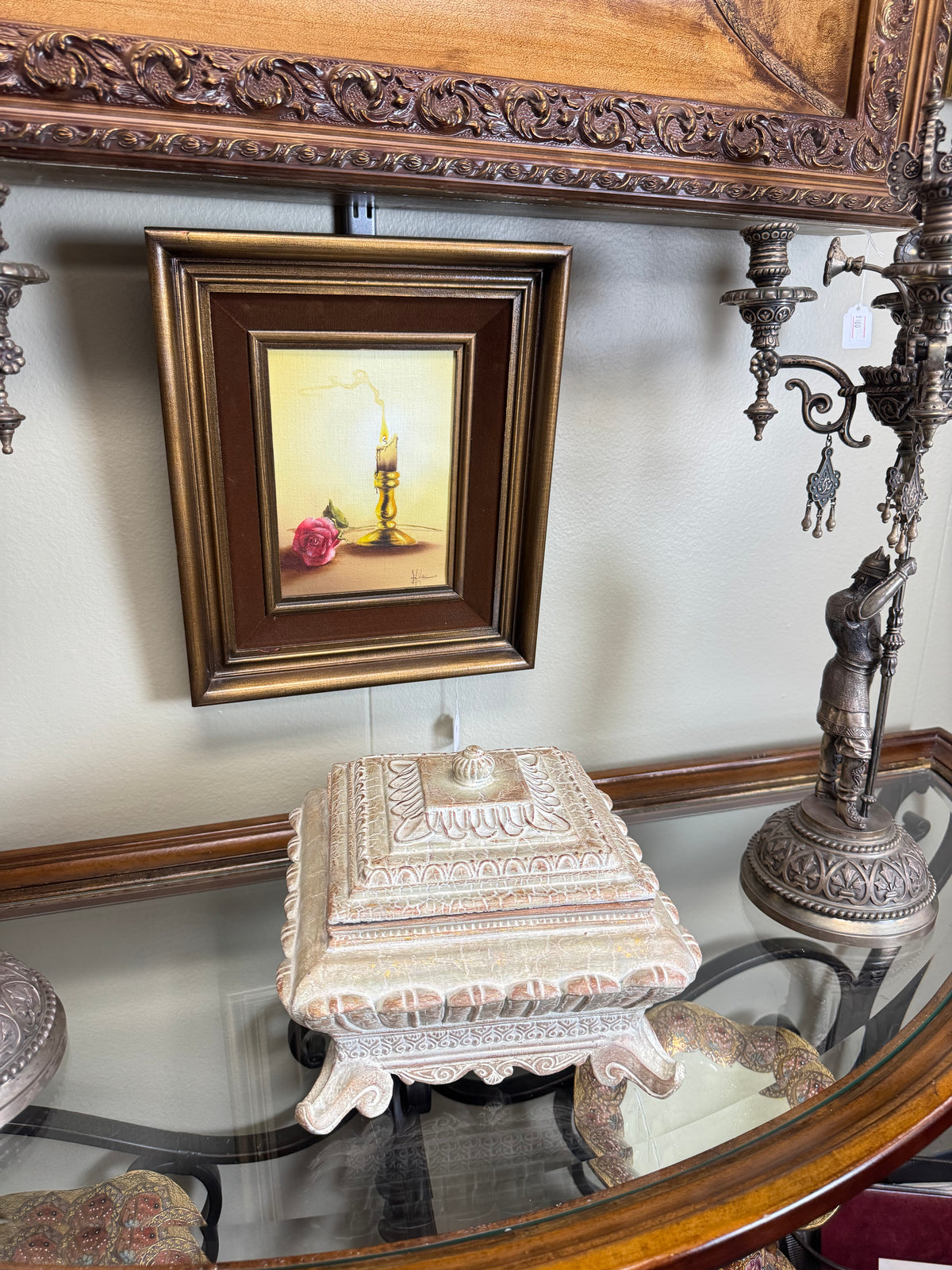 Ornate Decorative Storage Box with Lid – Ivory & Gold