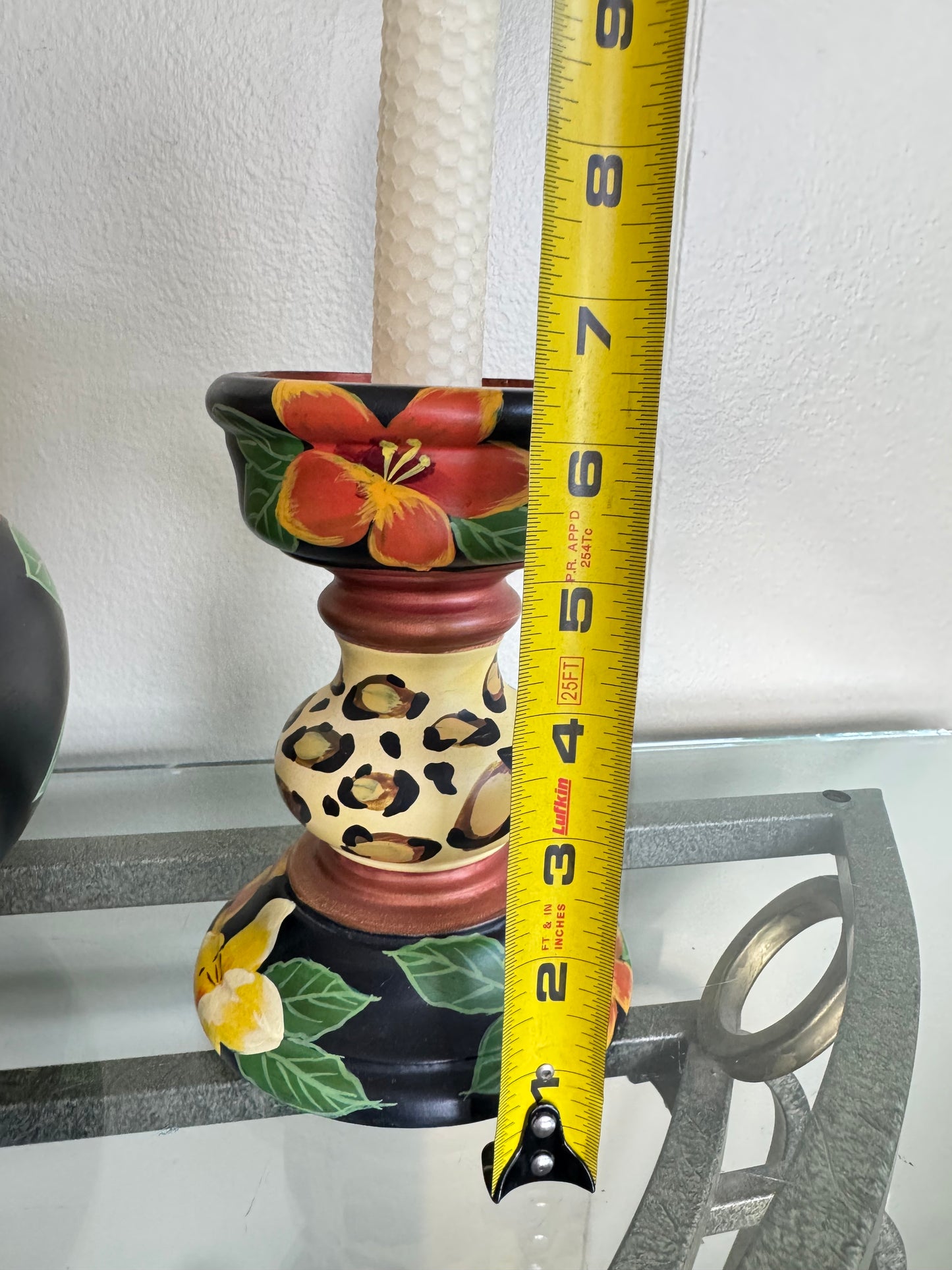 Hand Painted Floral Vase & Candle Holder Set Anita Rosenberg 2002 Decorative Art Pottery