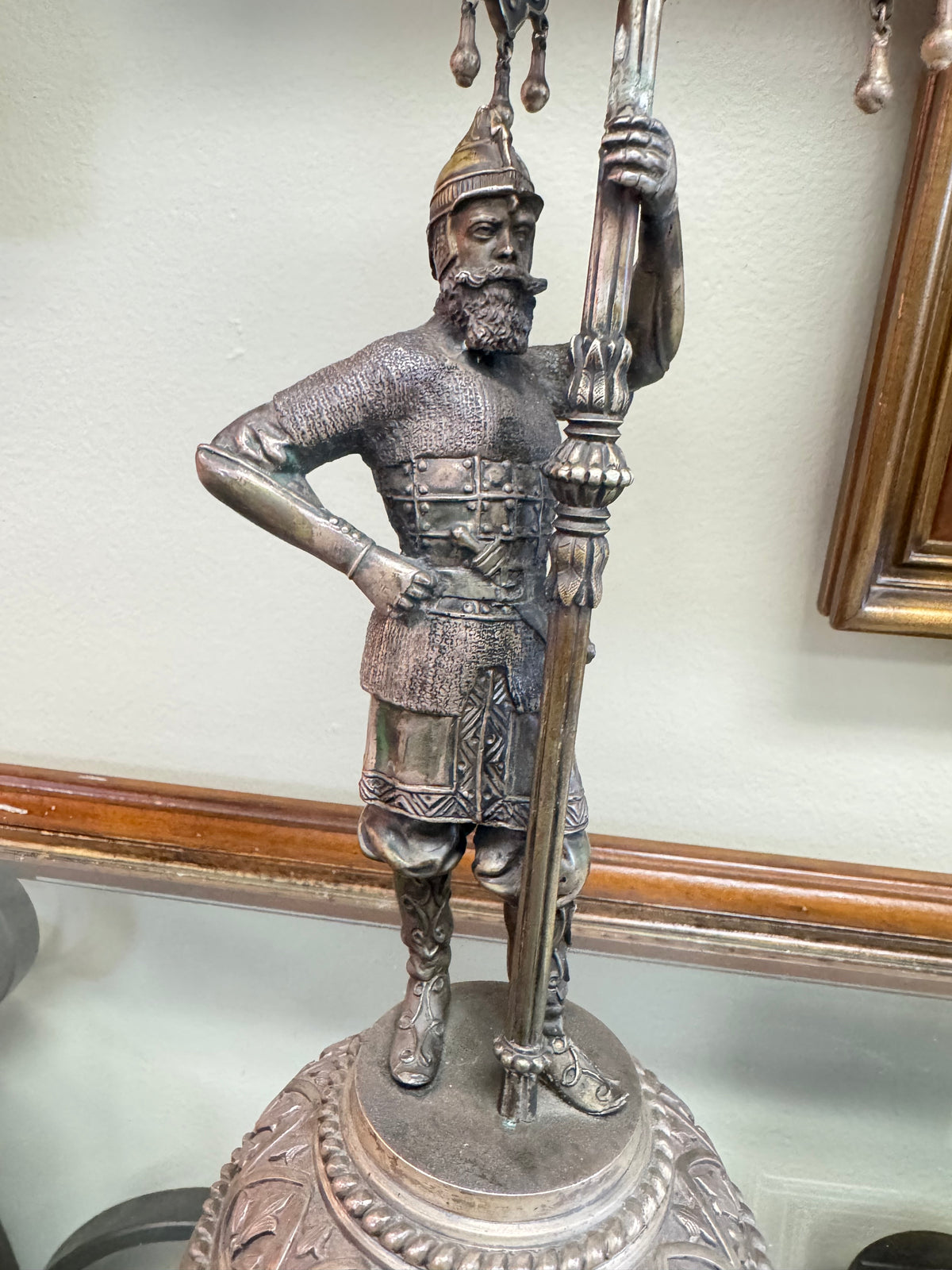 Antique Imperial Russian Silver Figural Candelabra Pair – Sazikov, Moscow 1867 – 84 Silver Warrior Candle Holders – Local Pickup Only