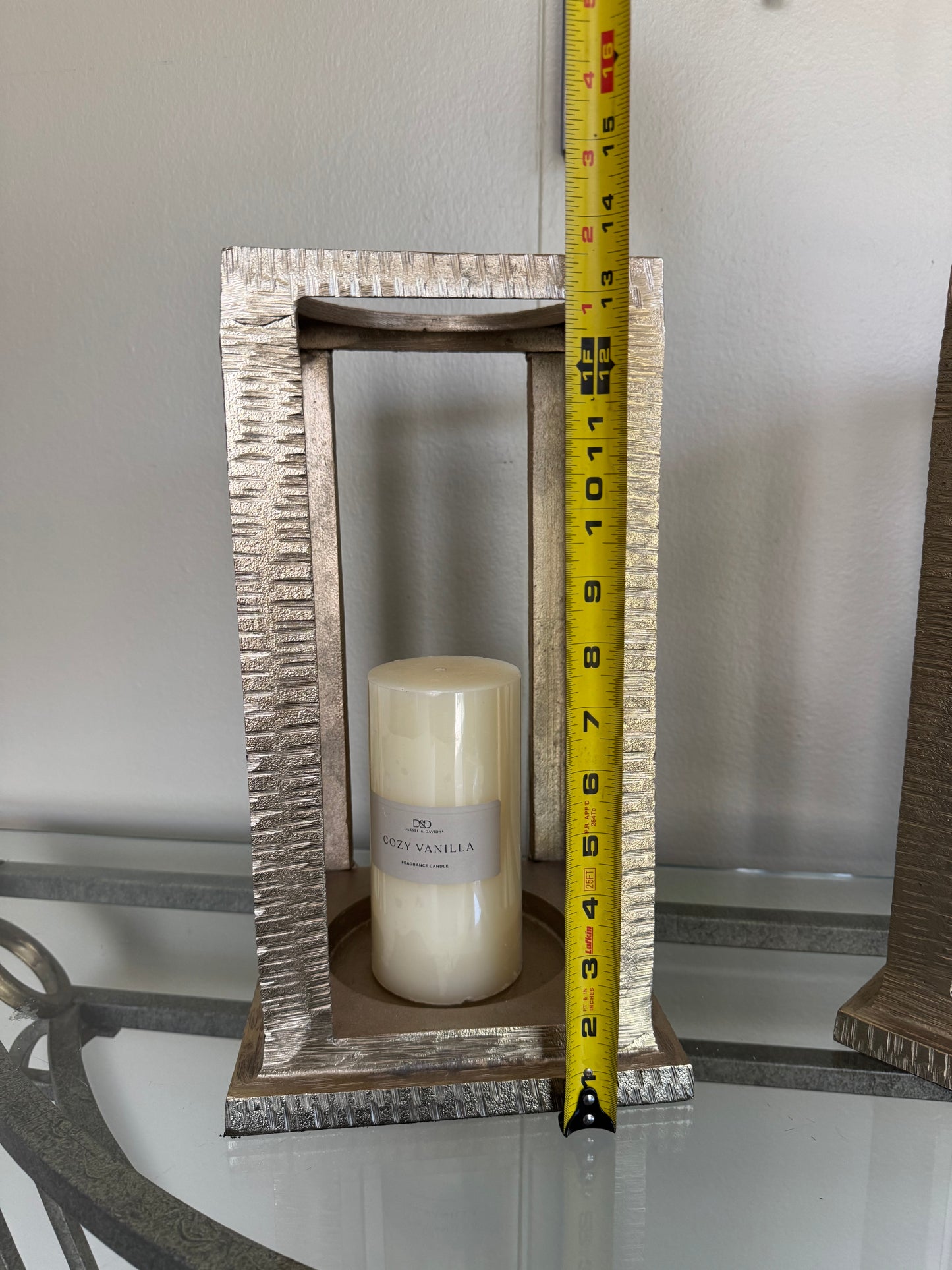 Modern Metal Candle Holders Set of 2 Gold & Silver Lantern Style Table Decor Tall 13''