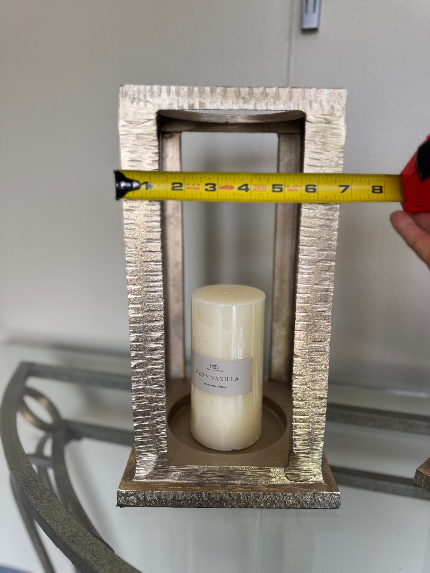 Modern Metal Candle Holders Set of 2 Gold & Silver Lantern Style Table Decor Tall 13''
