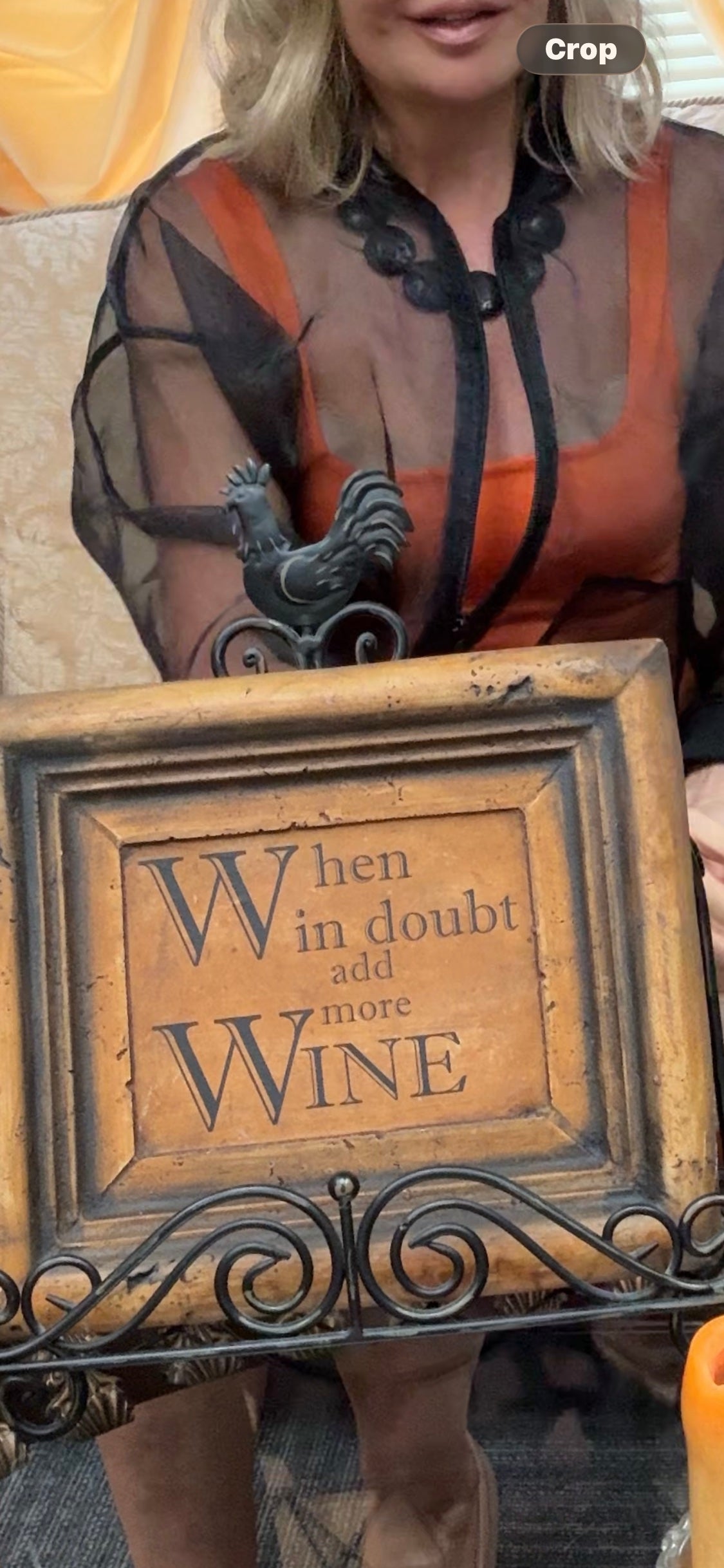 Heavy Ceramic Wine Quote Plaque w/ Metal Stand Rustic Framed Decor “When in Doubt Add More Wine”