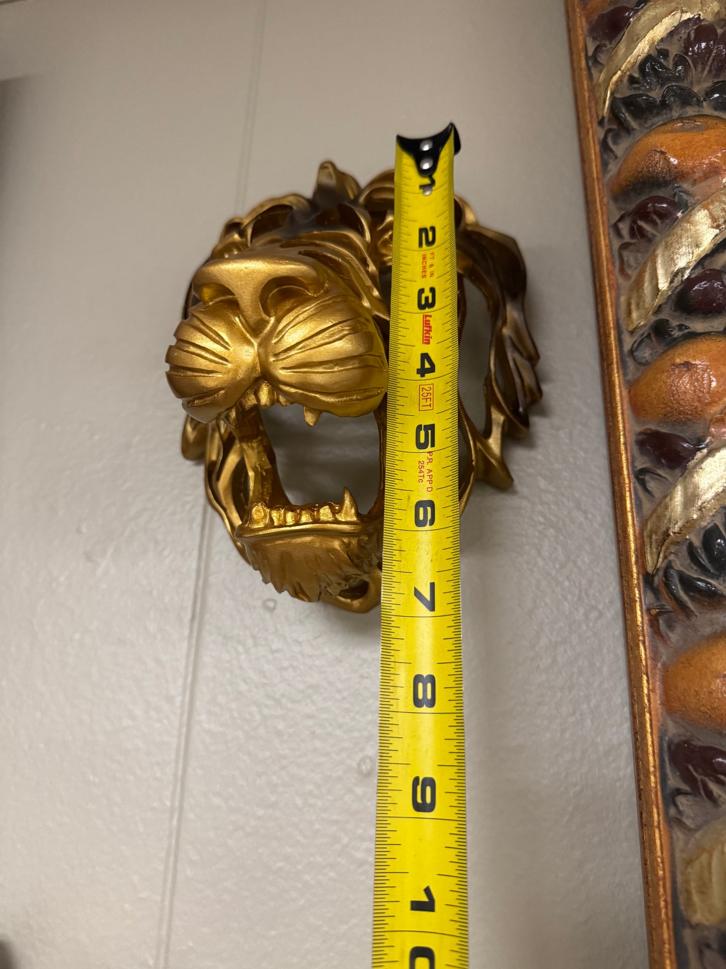 Gold Lion Head Wall Decor Set of 2 Resin Sculptures 10” & 7.5” Modern Wall Art