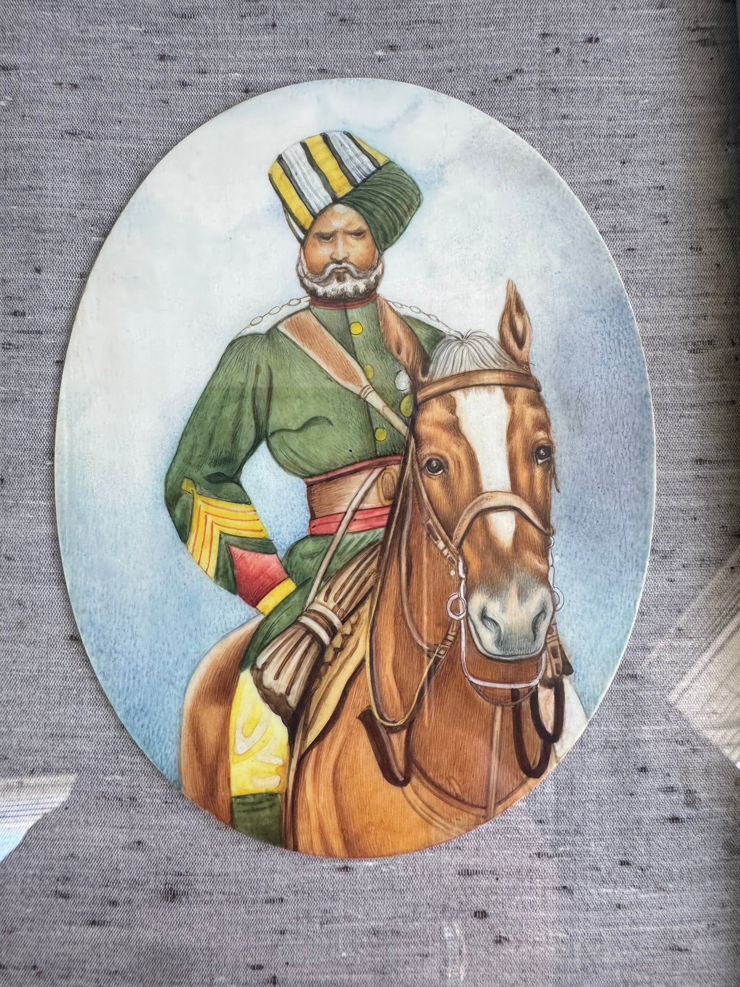 Vintage Indian Miniature Painting on Panel Rajput Horse Rider Framed Art 8"x6"