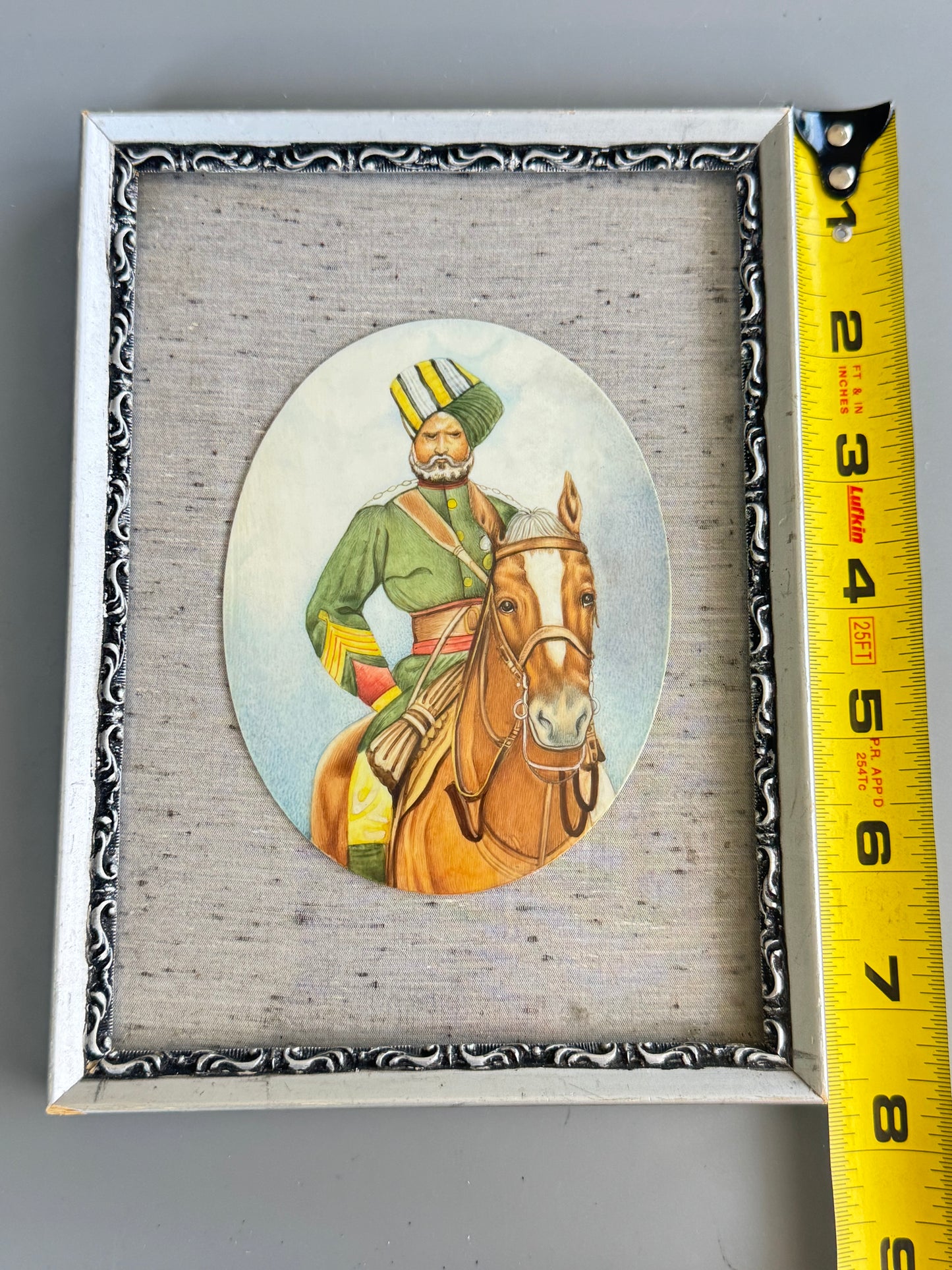 Vintage Indian Miniature Painting on Panel Rajput Horse Rider Framed Art 8"x6"
