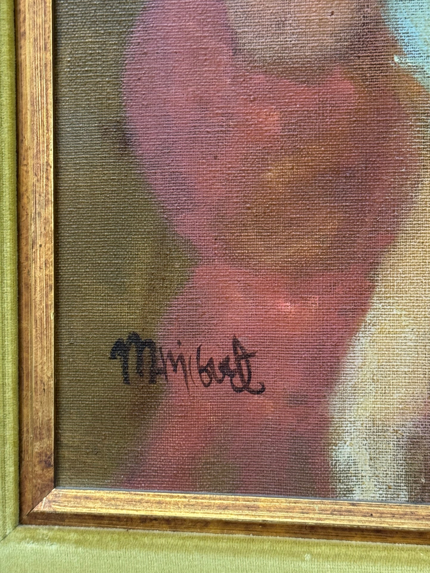 Vintage Portrait Oil Painting on Canvas 30x40 Framed Woman Portrait Art Mid Century Style Signed