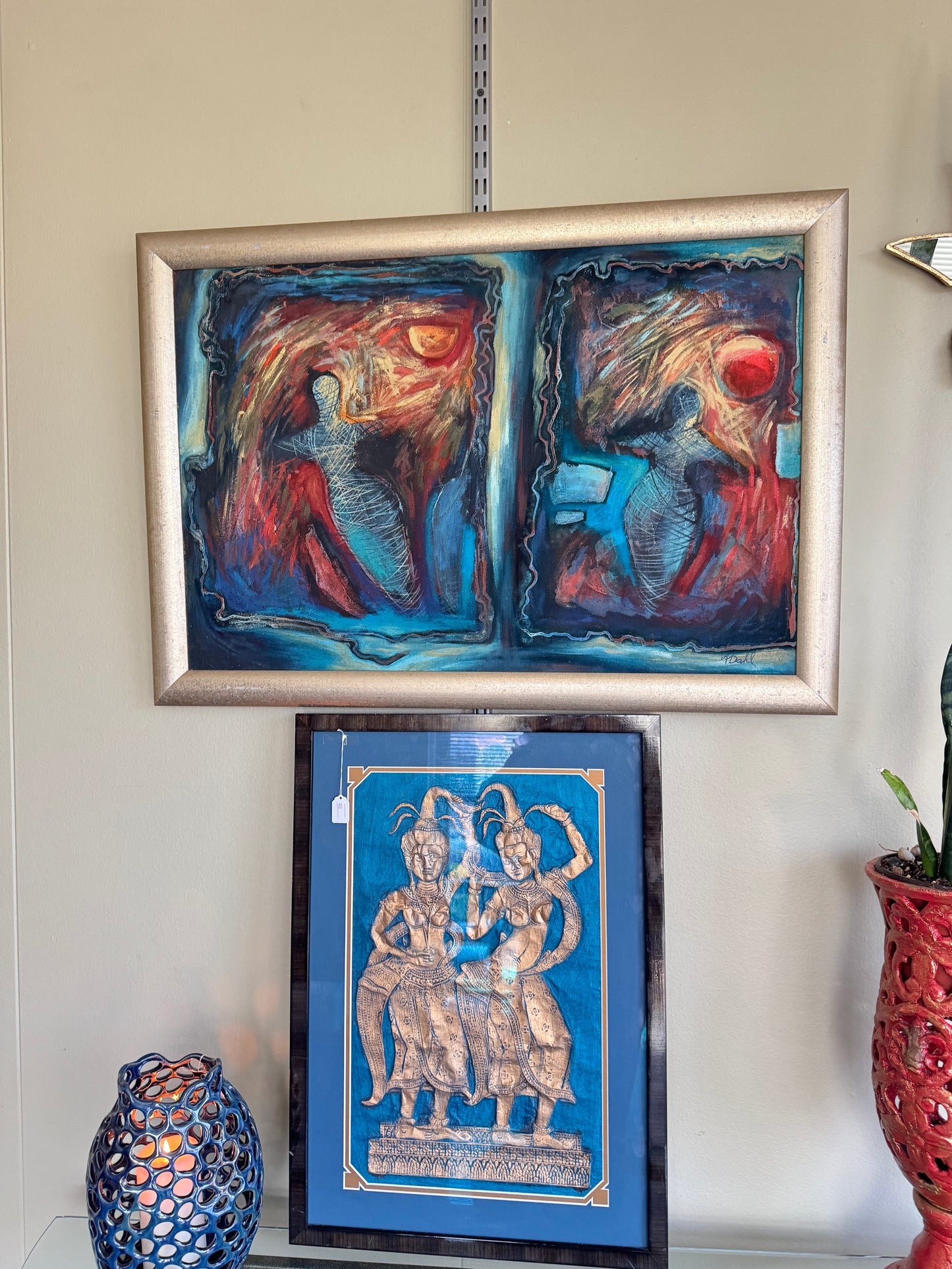 Astrid Dahl Painting Abstract Expressionist Modernism Cocooned Day and Night 32"x 22"
