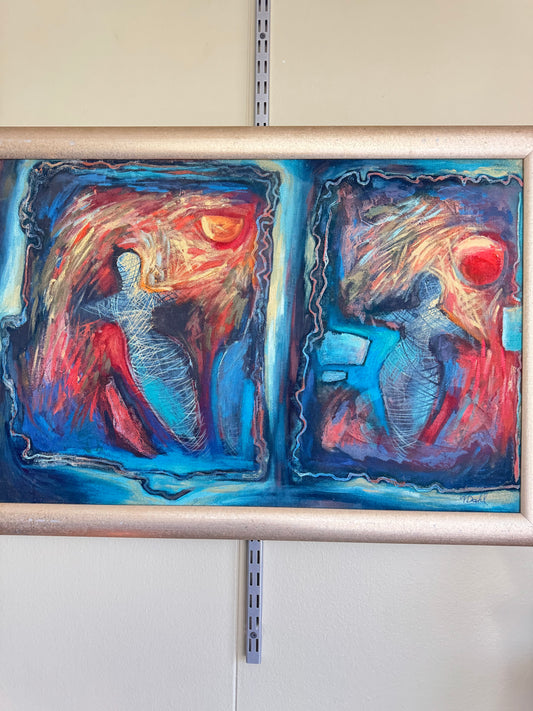 Astrid Dahl Painting Abstract Expressionist Modernism Cocooned Day and Night 32"x 22"