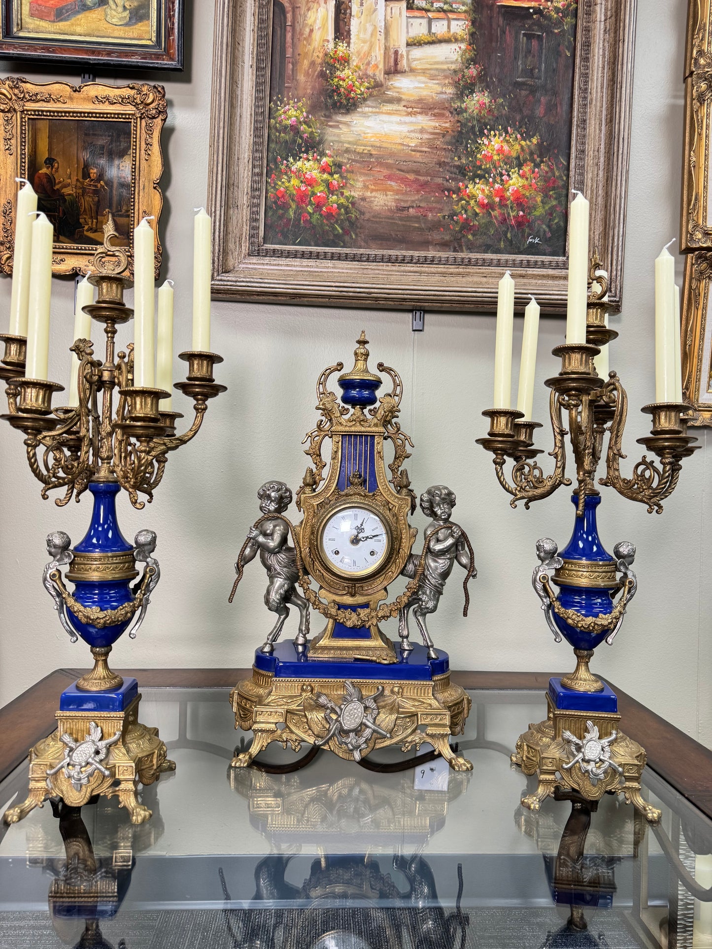 Luxury Vintage French Style 3-Piece Garniture Set Clock & Matching Candelabras – Local Pickup Only