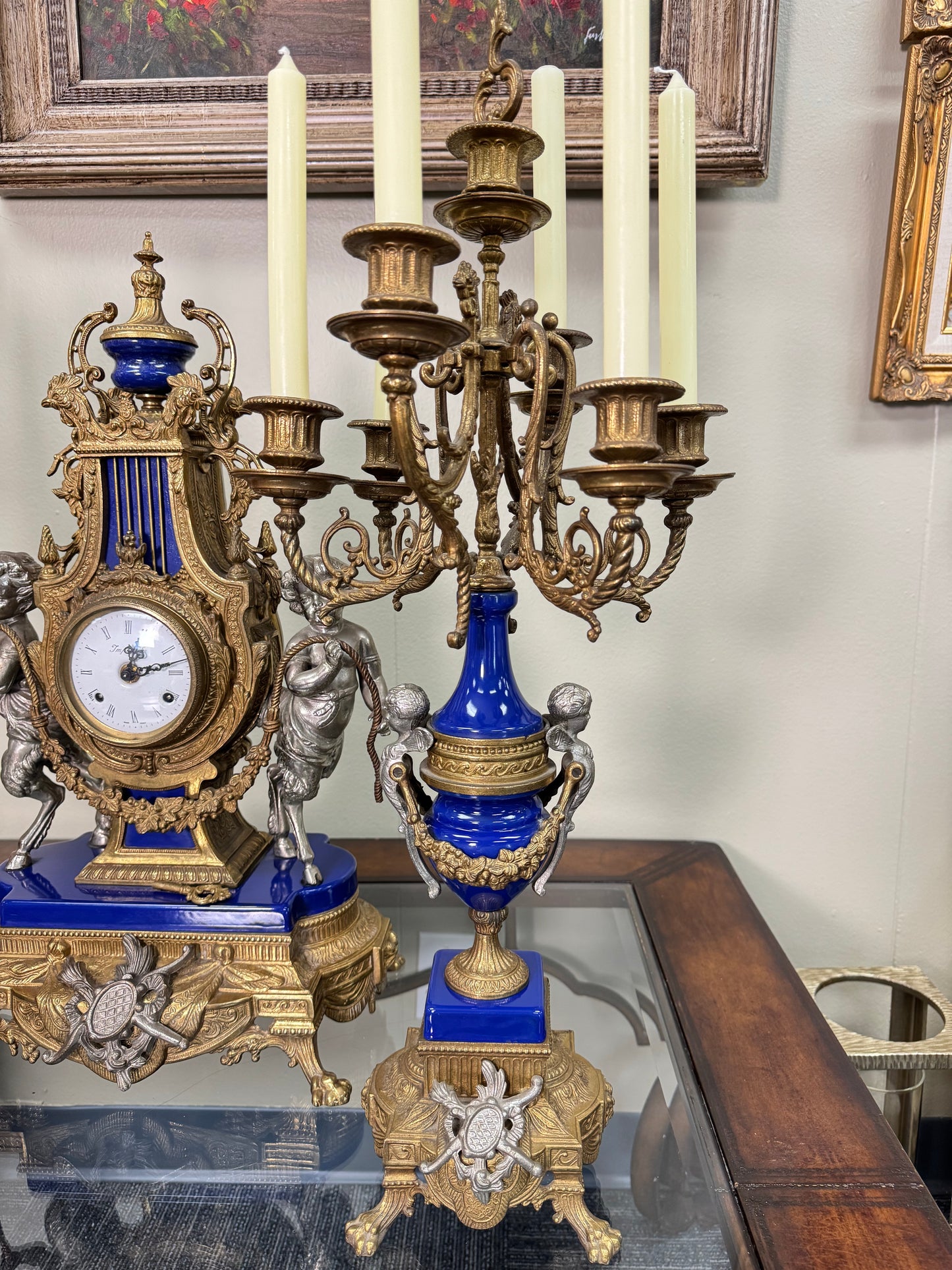 Luxury Vintage French Style 3-Piece Garniture Set Clock & Matching Candelabras – Local Pickup Only