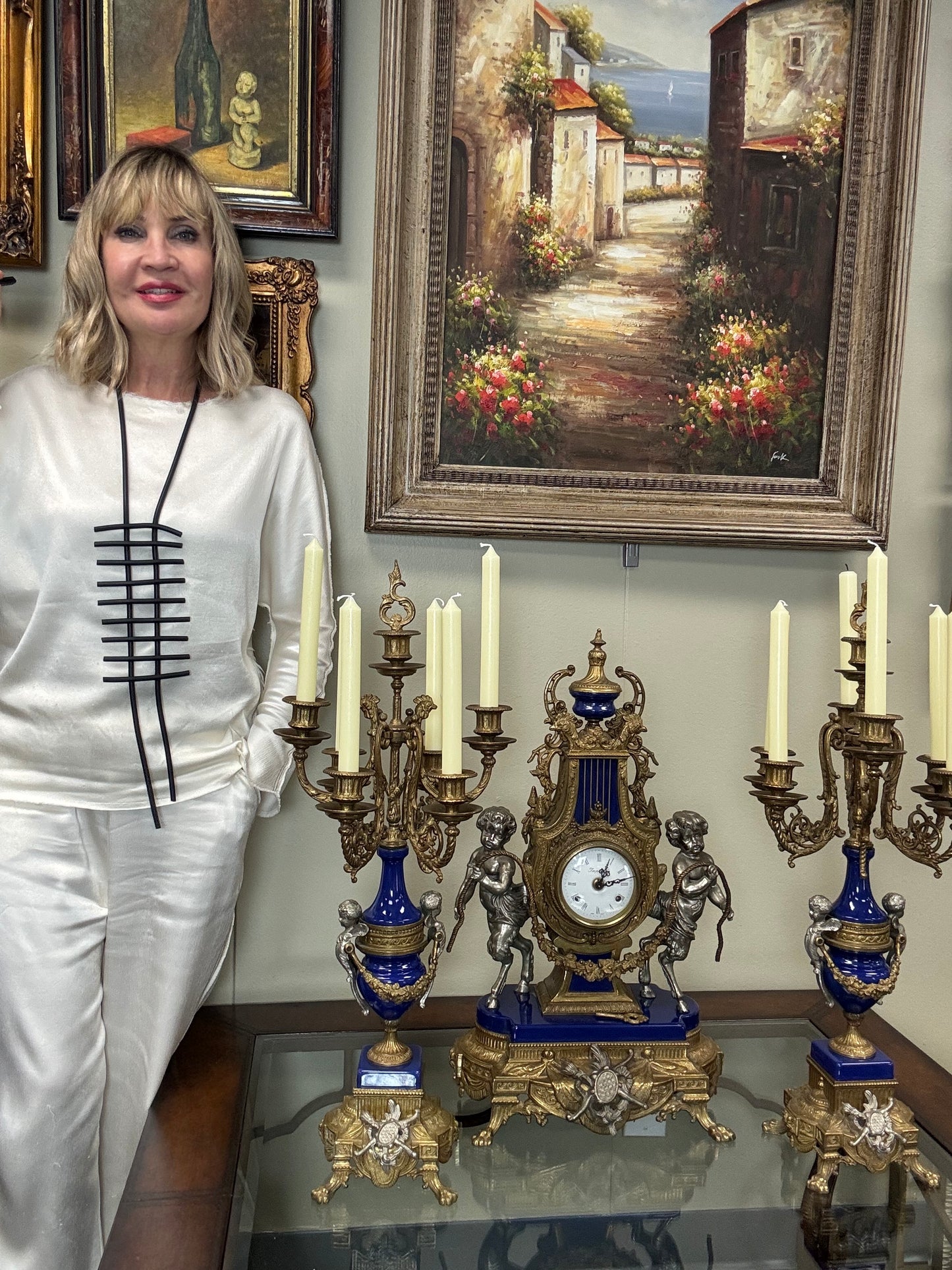 Luxury Vintage French Style 3-Piece Garniture Set Clock & Matching Candelabras – Local Pickup Only
