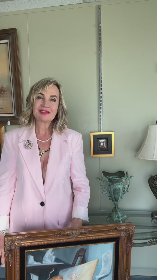 Vintage Framed Cherub Painting Putti Sign "S Nunez Blackman"Wall Art Ornate Gold Frame Large 25x22