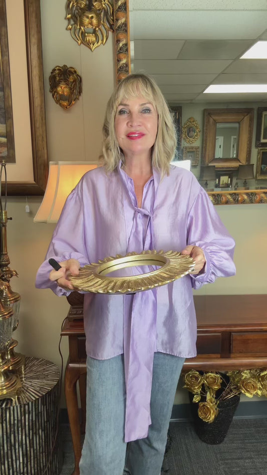 Gold Sunburst Decorative Mirror Tray  Resin Wall Mirror 12”