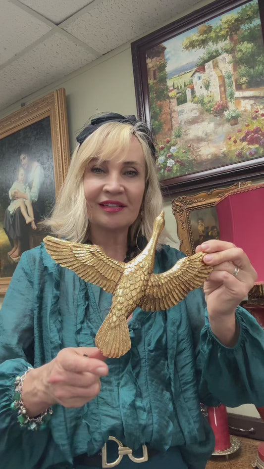 Set of 3 Gold Wall Decor Sculptures – Vintage Style Resin Wall Accents – Statement Home Decor