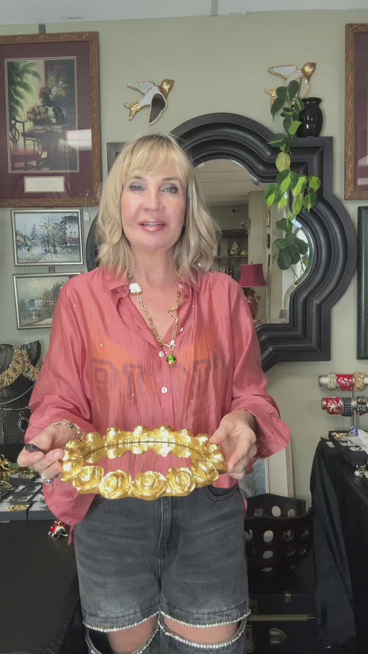 Gold Rose Decorative Vanity Tray with Mirror Base – Jewelry & Perfume Display Tray