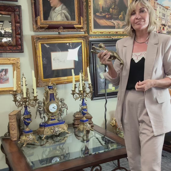 Video of the antique profile portrait oil painting in its ornate gold frame